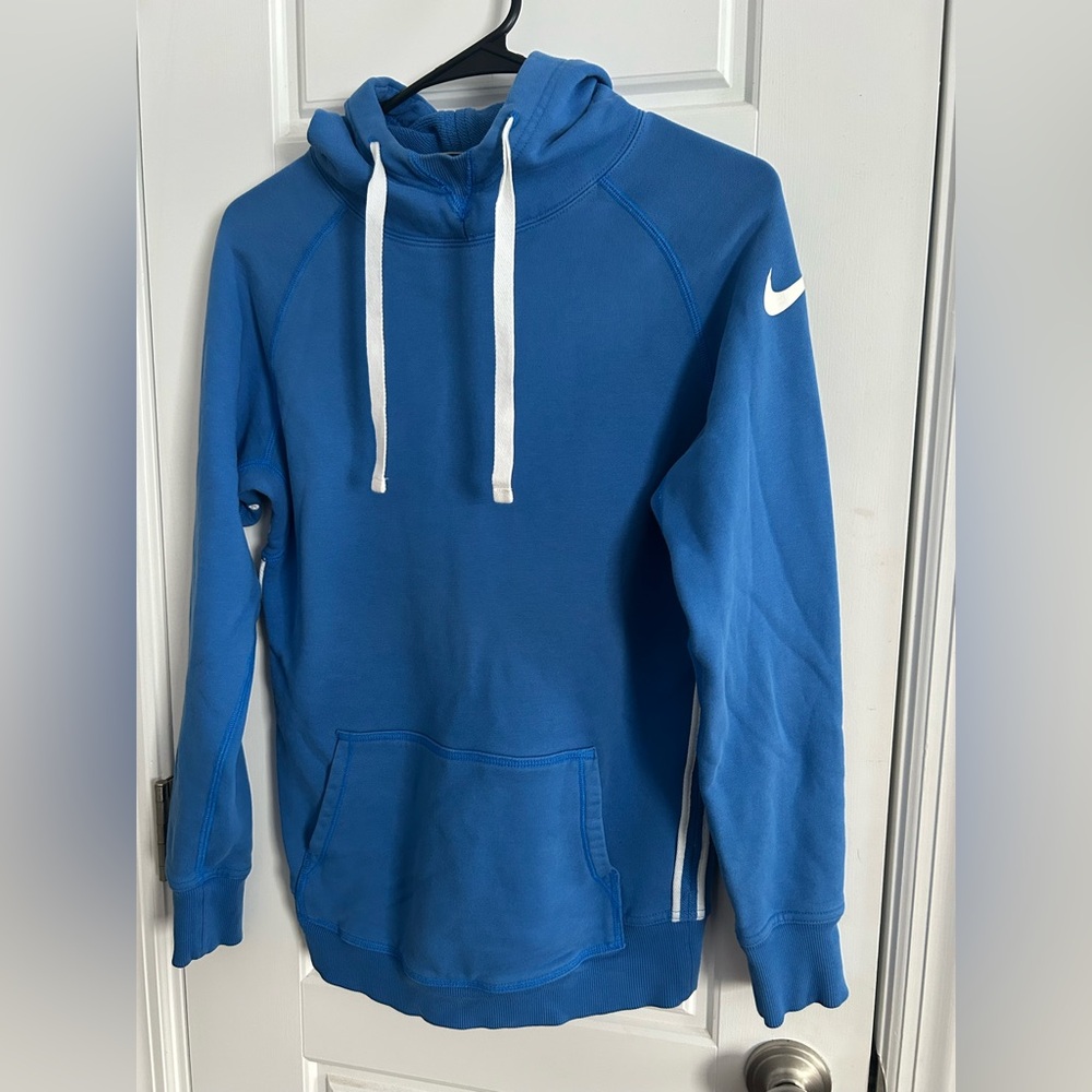 Nike Women's S Blue Hoodie Y2K Era 90s Style Pullover Sweatshirt